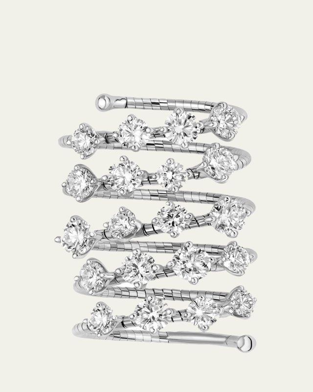 18K White Gold Statement Wrap Ring With Diamonds